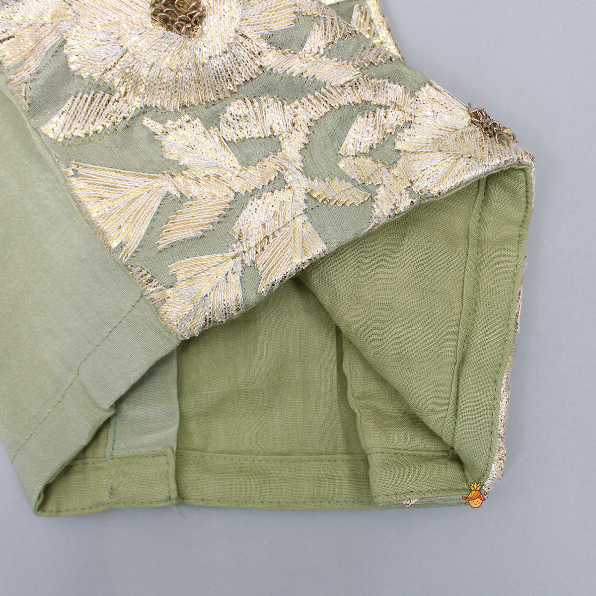 Gota Lace Detailed Pastel Green Top With Lehenga