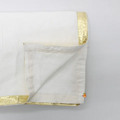 Pre Order: Front Open Gota Lace Work Off White Kurta And Dhoti