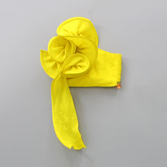 Pre Order: Elegant Yellow Ruffle Twisted One Shoulder Top With Flared Palazzo