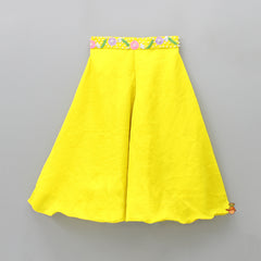 Pre Order: Elegant Yellow Ruffle Twisted One Shoulder Top With Flared Palazzo