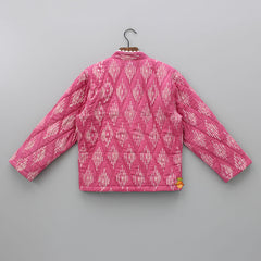 Pre Order: Reversible Cotton Hand Block Printed Pink And Green Jacket
