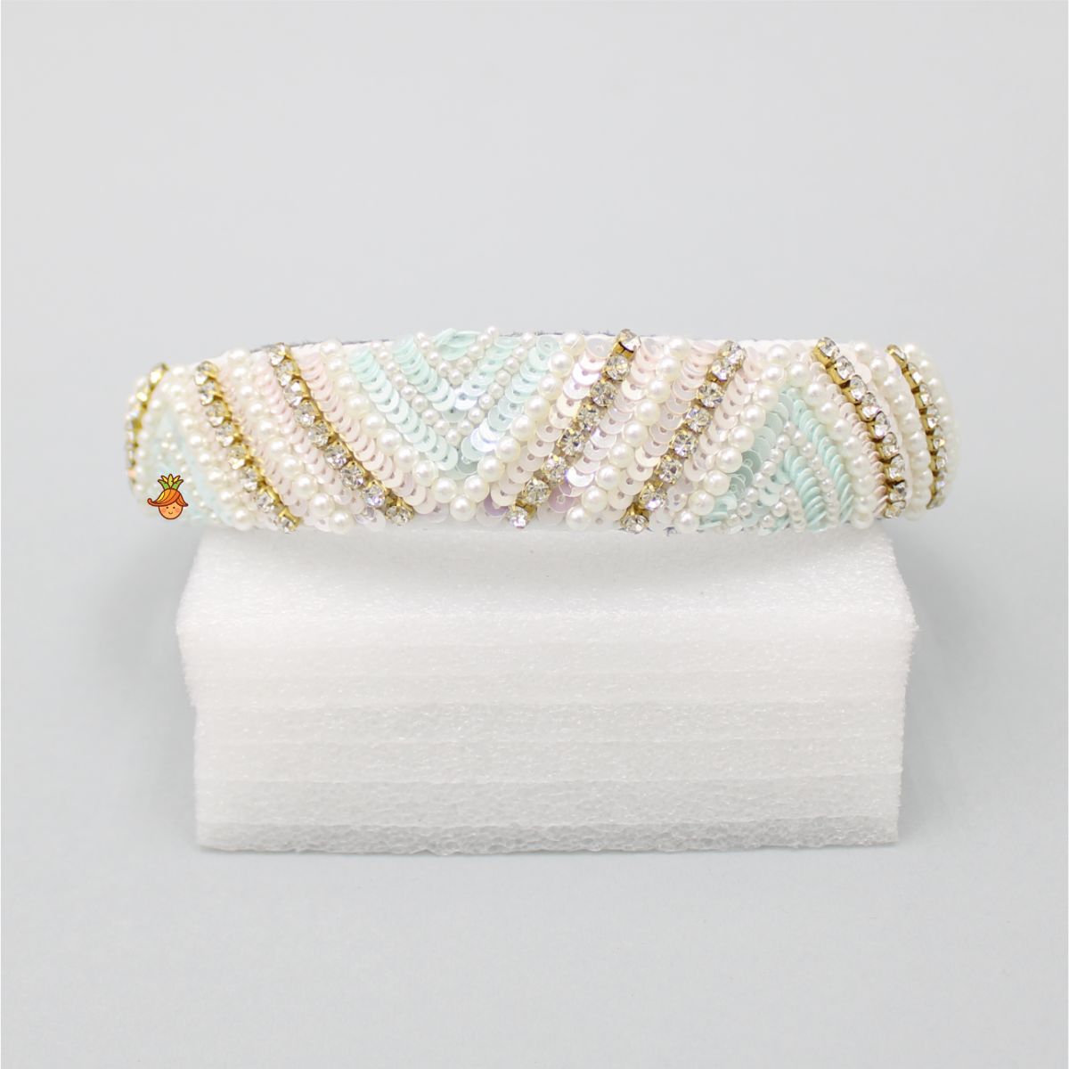 Delightful Pearly And Sequined White Hair Band