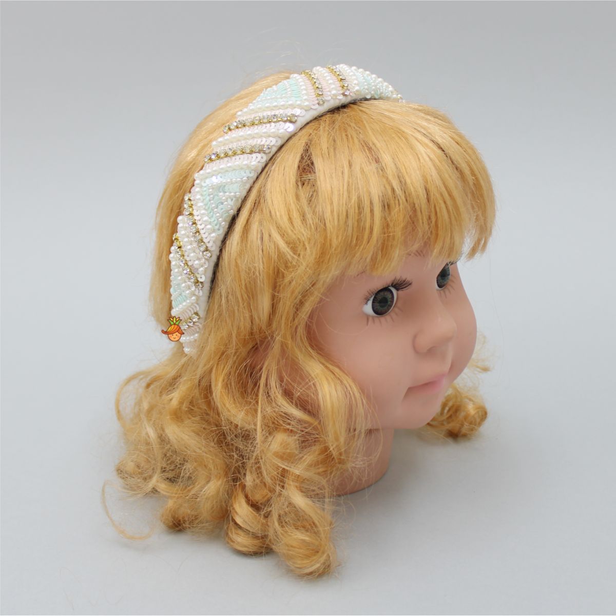 Delightful Pearly And Sequined White Hair Band