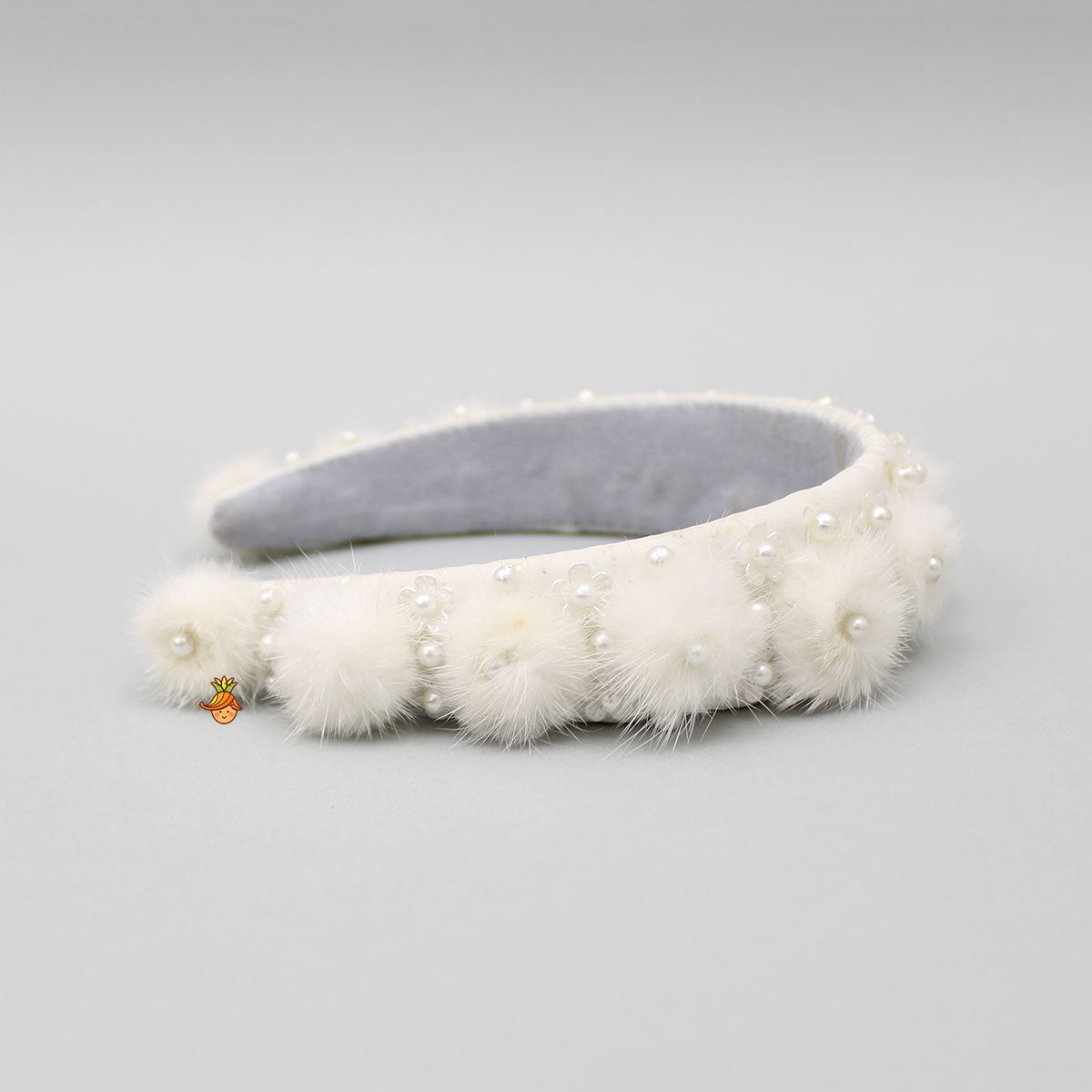 White Floral Pearly Fur Hair Band