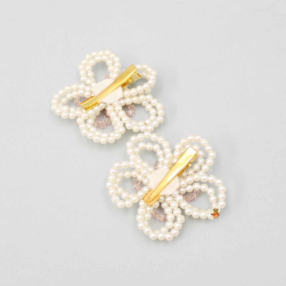 Handmade Pearly Flower Off White Hair Clip - Set Of 2