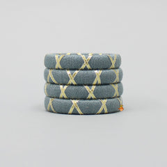 Grey Thread And Gota Lace Work Bangle - Set Of 4