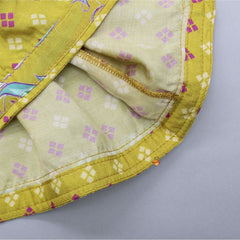 Pre Order: Front Open Mustard Printed Top And Pant