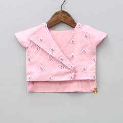Pre Order: Baby Pink Cap Sleeves Top And Heavy Embroidered Lehenga