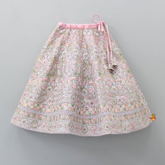 Pre Order: Baby Pink Cap Sleeves Top And Heavy Embroidered Lehenga