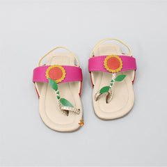 Sunflower Leather Beige Kolhapuri Flats
