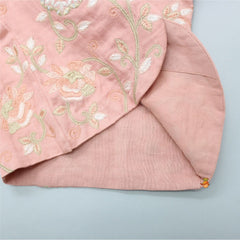 Pre Order: Peach Faux Mirror Work Front Open Sherwani With Pockets Detail Pant
