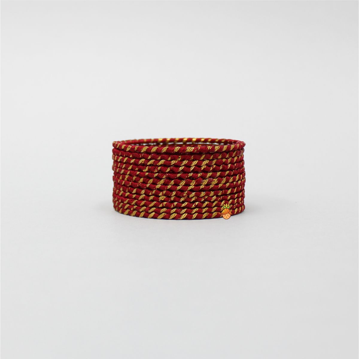 Silk Thread Detail Maroon Iron Bangles - Set Of 12