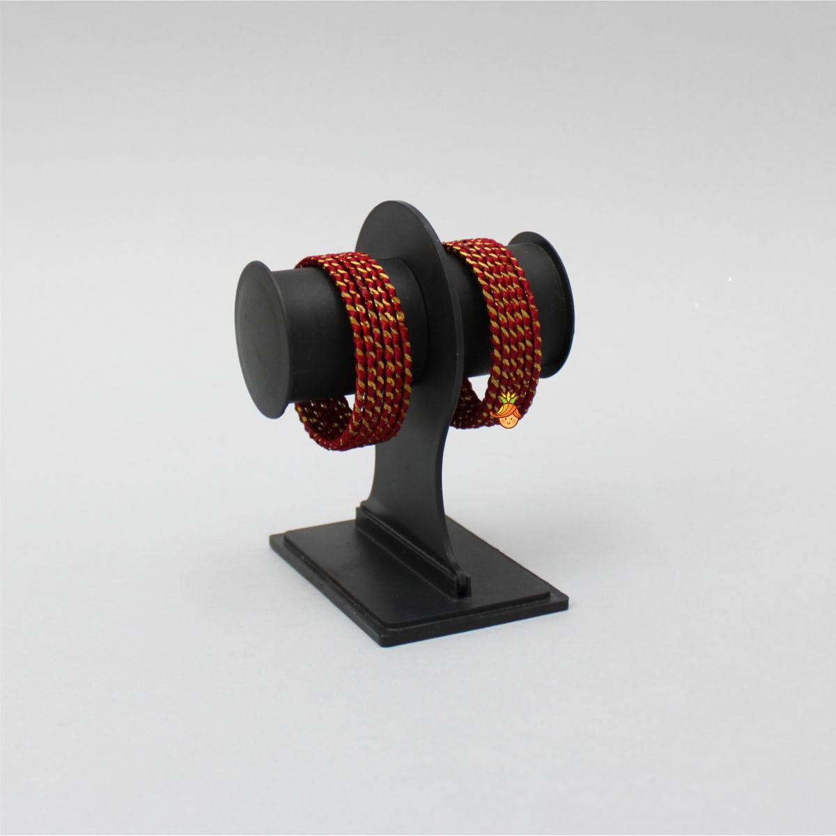 Silk Thread Detail Maroon Iron Bangles - Set Of 12