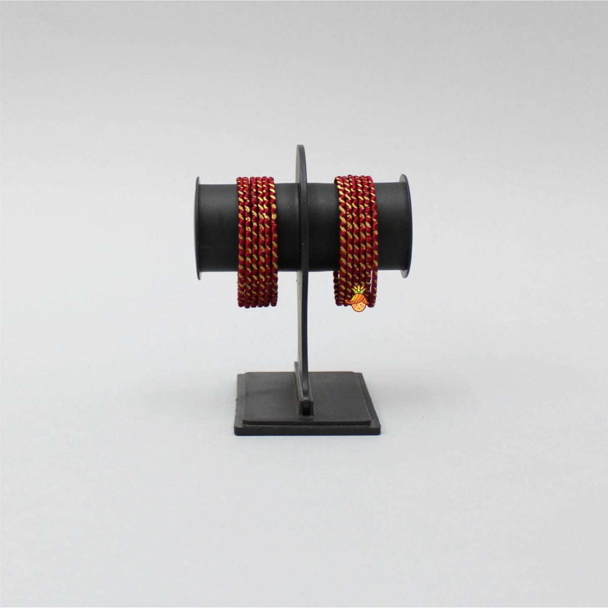 Silk Thread Detail Maroon Iron Bangles - Set Of 12
