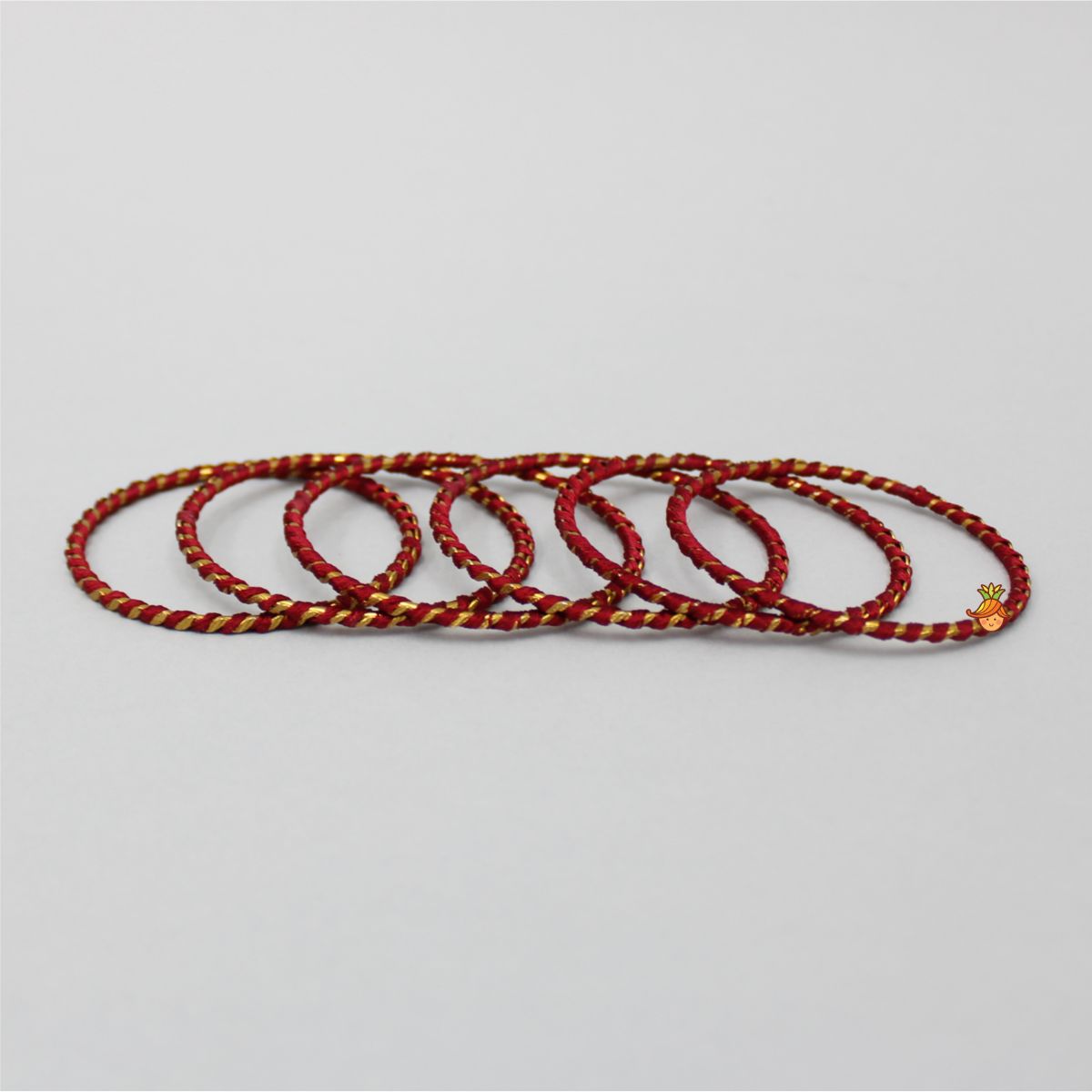 Silk Thread Detail Maroon Iron Bangles - Set Of 12