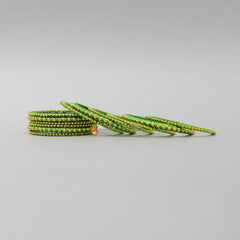 Green Hand Woven Silk Thread Bangles