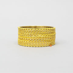Wave Design Yellow Bangles - Set Of 12