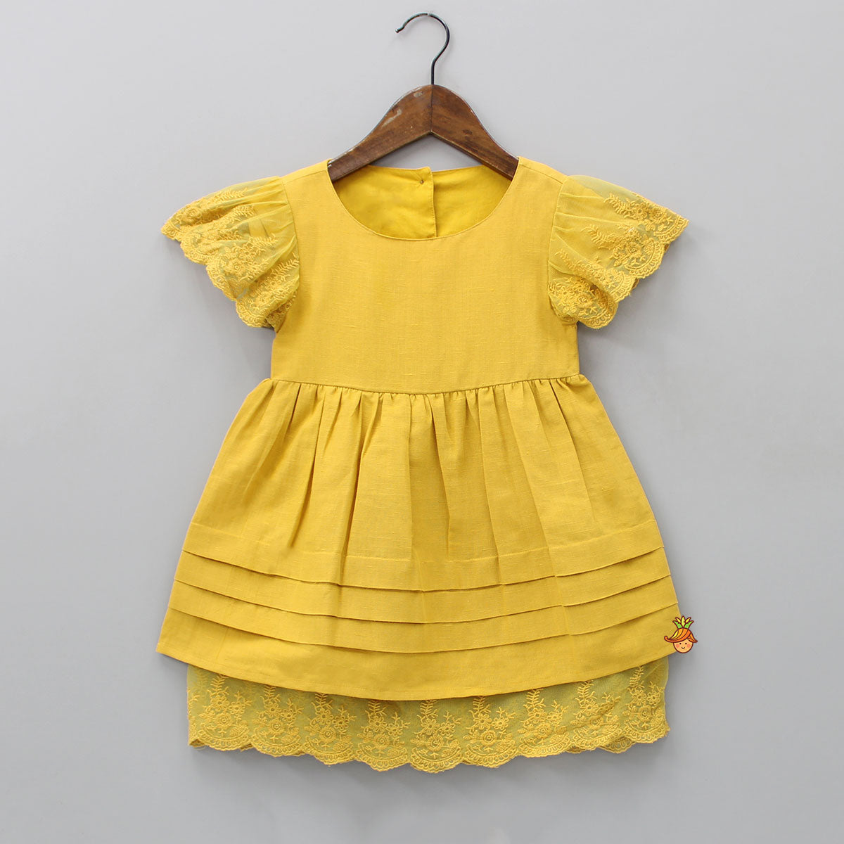 Fancy Lace Detailed Dress At Hems