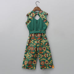Pre Order: Printed Gota Work Yoke Jumpsuit With Detachable Waist Bag
