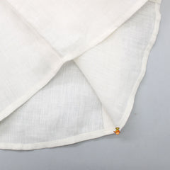 Pre Order: Patch Pocket Off White Shirt And Shorts With Bow Tie