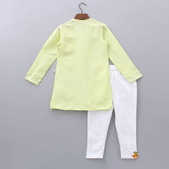 Pre Order: Green Side Zipper Kurta And Pyjama