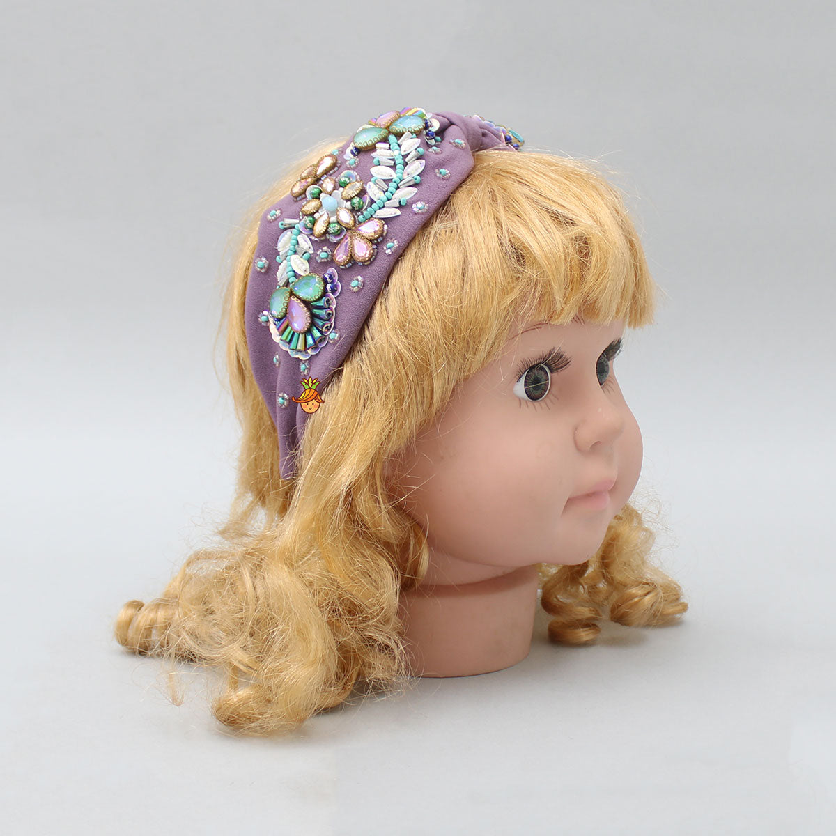 Purple Hand Embroidered Hair Band