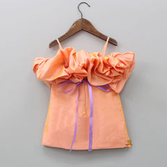 Pre Order: Ruffles Enhanced Peach Spaghetti Strap Dress