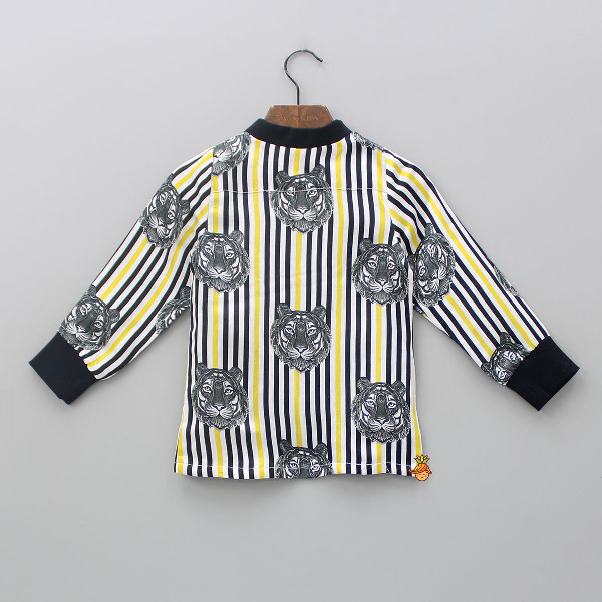 Vertical Striped Tiger Printed Shirt