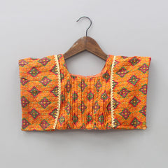 Pre Order: Stylish Embroidered Orange Top And Pleated Lehenga