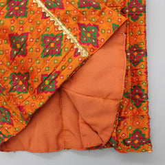 Pre Order: Stylish Embroidered Orange Top And Pleated Lehenga