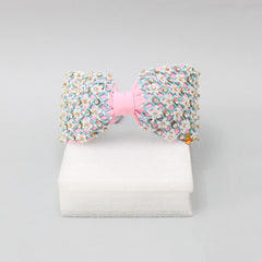 French Crepe Dual Tone Checks Embroidered Hair Band