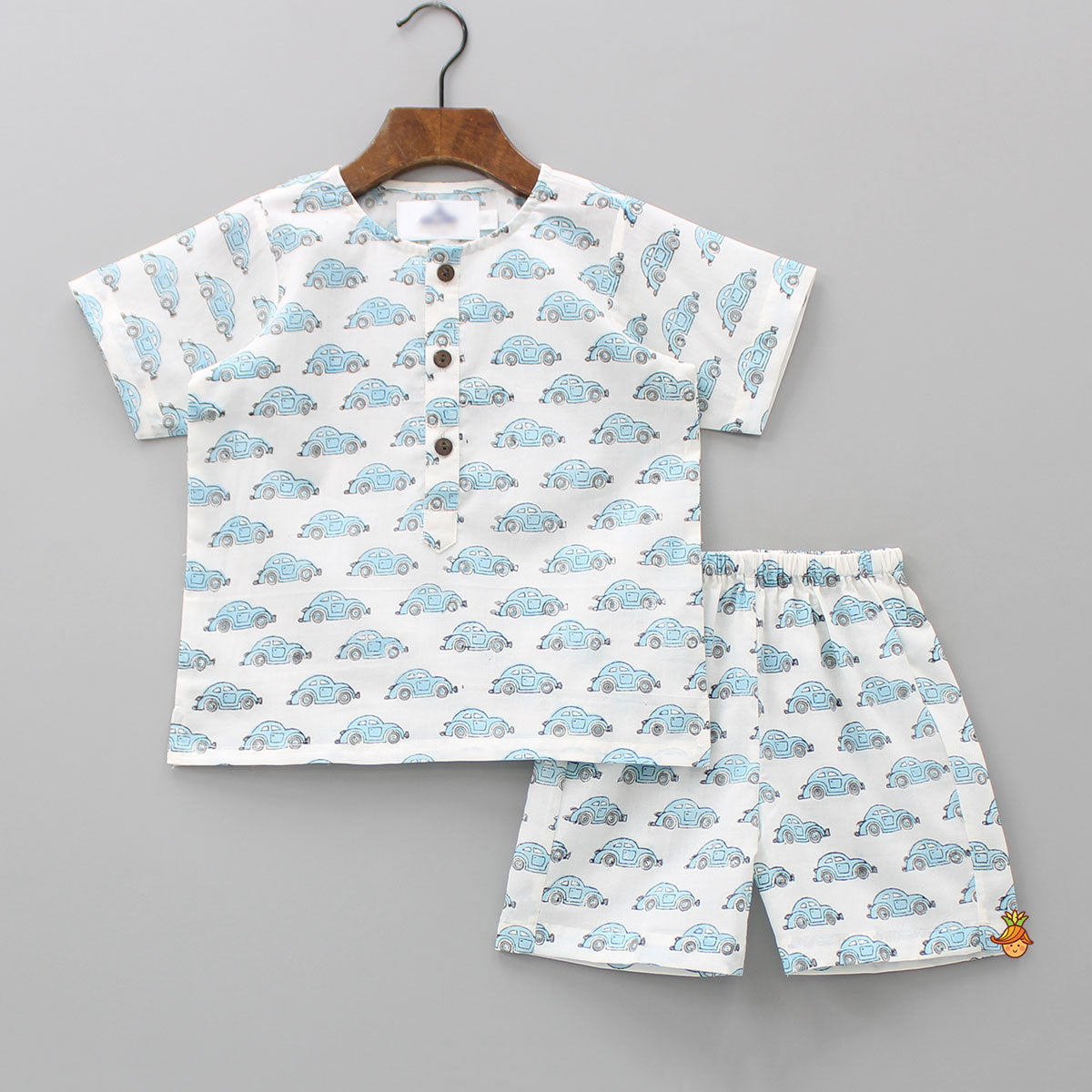 Pre Order: Round Neck Car Printed Pure Cotton Sleepwear
