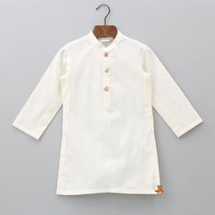 Pre Order: Elegant Off White Mandarin Collar Kurta With Thread Embroidered Open Jacket And Pyjama