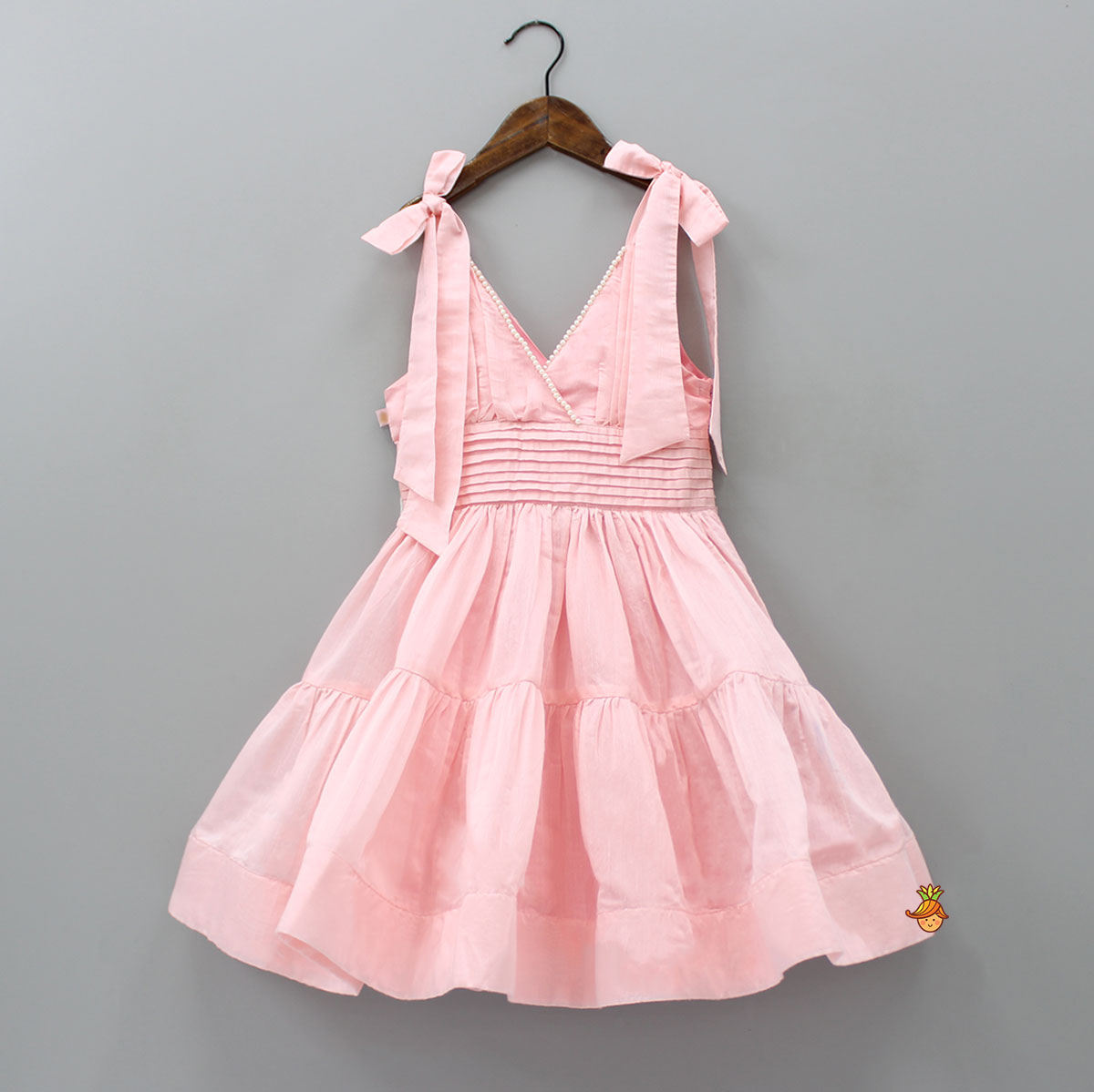 Pre Order: V Neck Enhanced Tie Knot Shoulder Strap Gown