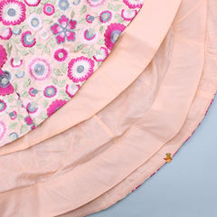 Pre Order: Pretty Pink Floral Embroidered Silk Top And Lehenga With Net Dupatta