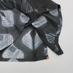 Pre Order: Leaf Printed Black Kurta And Grey Pyjama