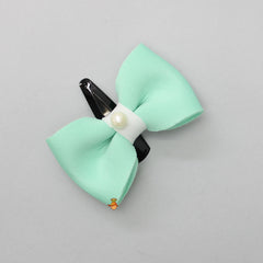Pre Order: Charming Pearls Embellished Green Scuba Dress With Matching Bowie Hair Clip