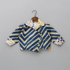 Pre Order: Chevron Printed Asymmetric Top With Printed Lehenga