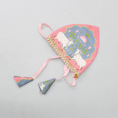 Pre Order: Off White Cow Printed Kurta With Pink Dhoti And Mukut
