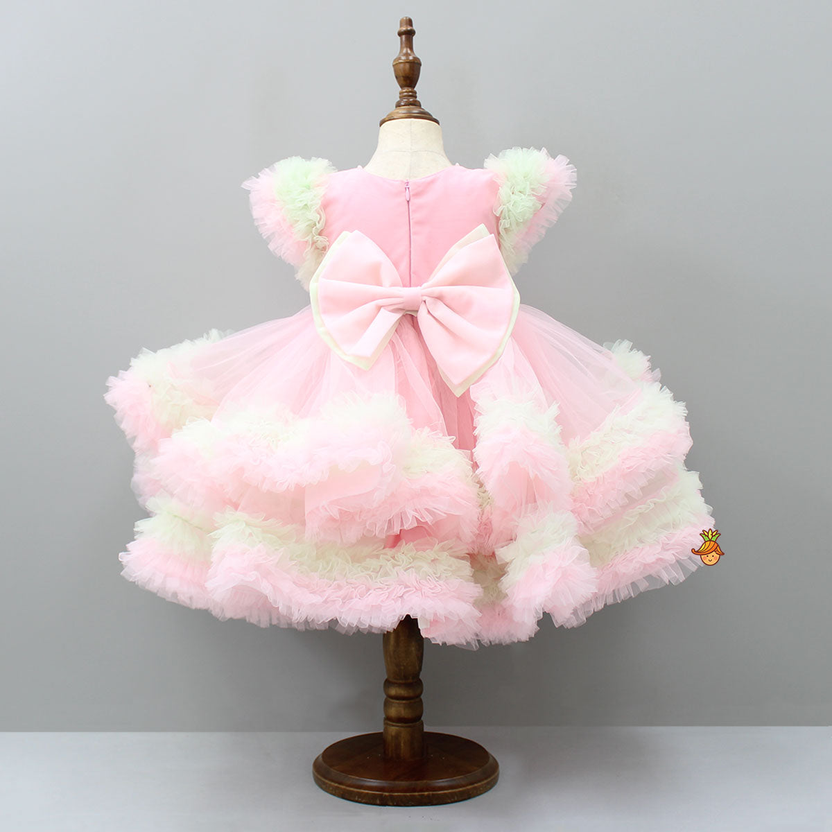 Pretty Kitty Frills Enhanced And Layered Pink Net Dress