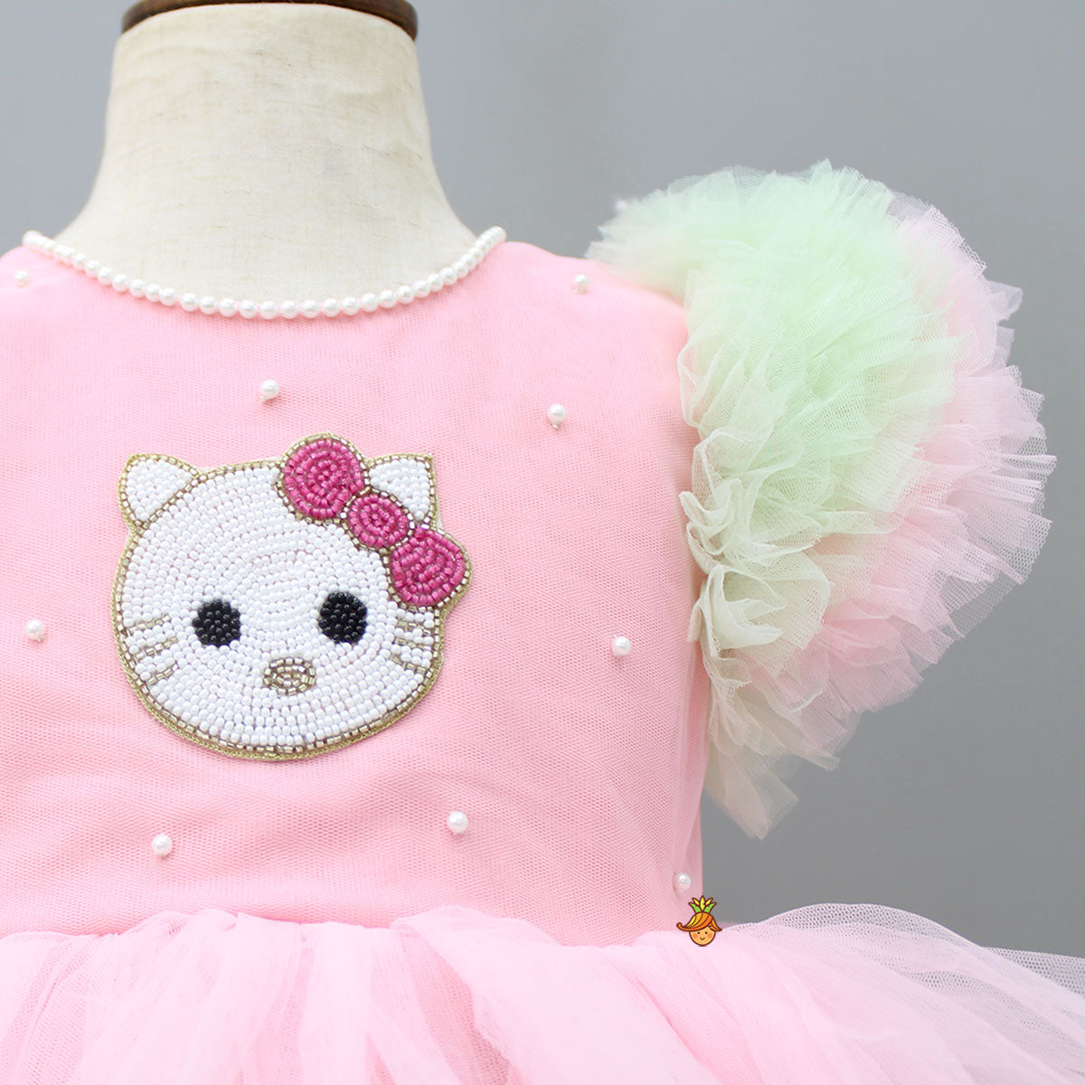 Pretty Kitty Frills Enhanced And Layered Pink Net Dress