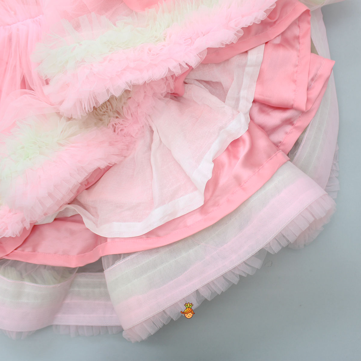 Pretty Kitty Frills Enhanced And Layered Pink Net Dress
