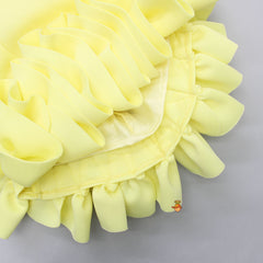 Pre Order: Elegant Yellow Ruffle Dress With Matching Sling Bag