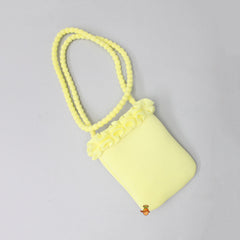 Pre Order: Elegant Yellow Ruffle Dress With Matching Sling Bag