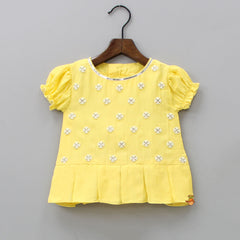 Pre Order: Motifs Embroidered Dress With Bloomer