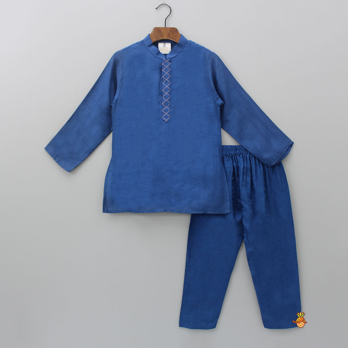 Silk Kurta With Lotus Embroidered Jacket And Pyjama