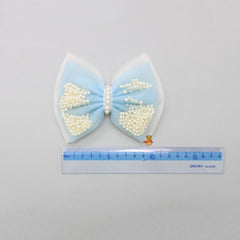Pre Order: Blue And White Net Dual Bowie Hair Clip