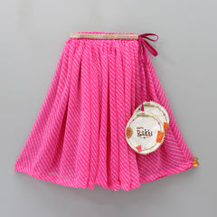 Pre Order: Happy Rakhi Printed Top With Pink Lehenga And Dupatta