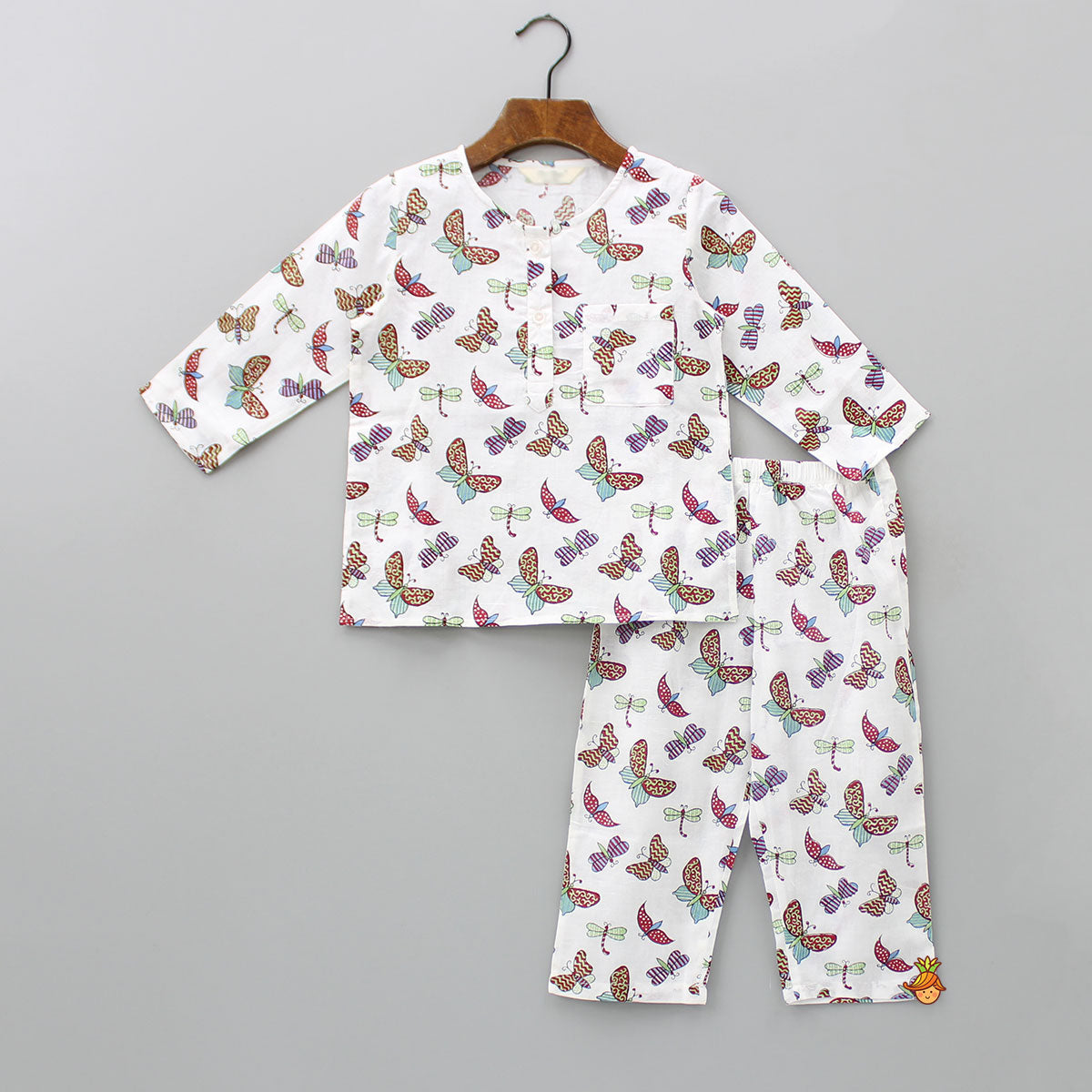 Butterflies Printed Multicolour Sleepwear
