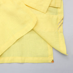Pre Order: Yellow Gota Lace Detailed Kurta With Printed Patiala